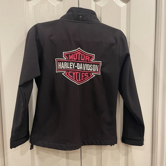Harley-Davidson Women’s Black Softshell Jacket with Logo Zip Up Motorcycle Style - Picture 2 of 4
